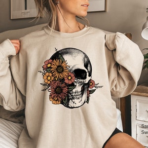 Floral Skull PNG Skull Sublimation Download Skull PNG Retro - Etsy