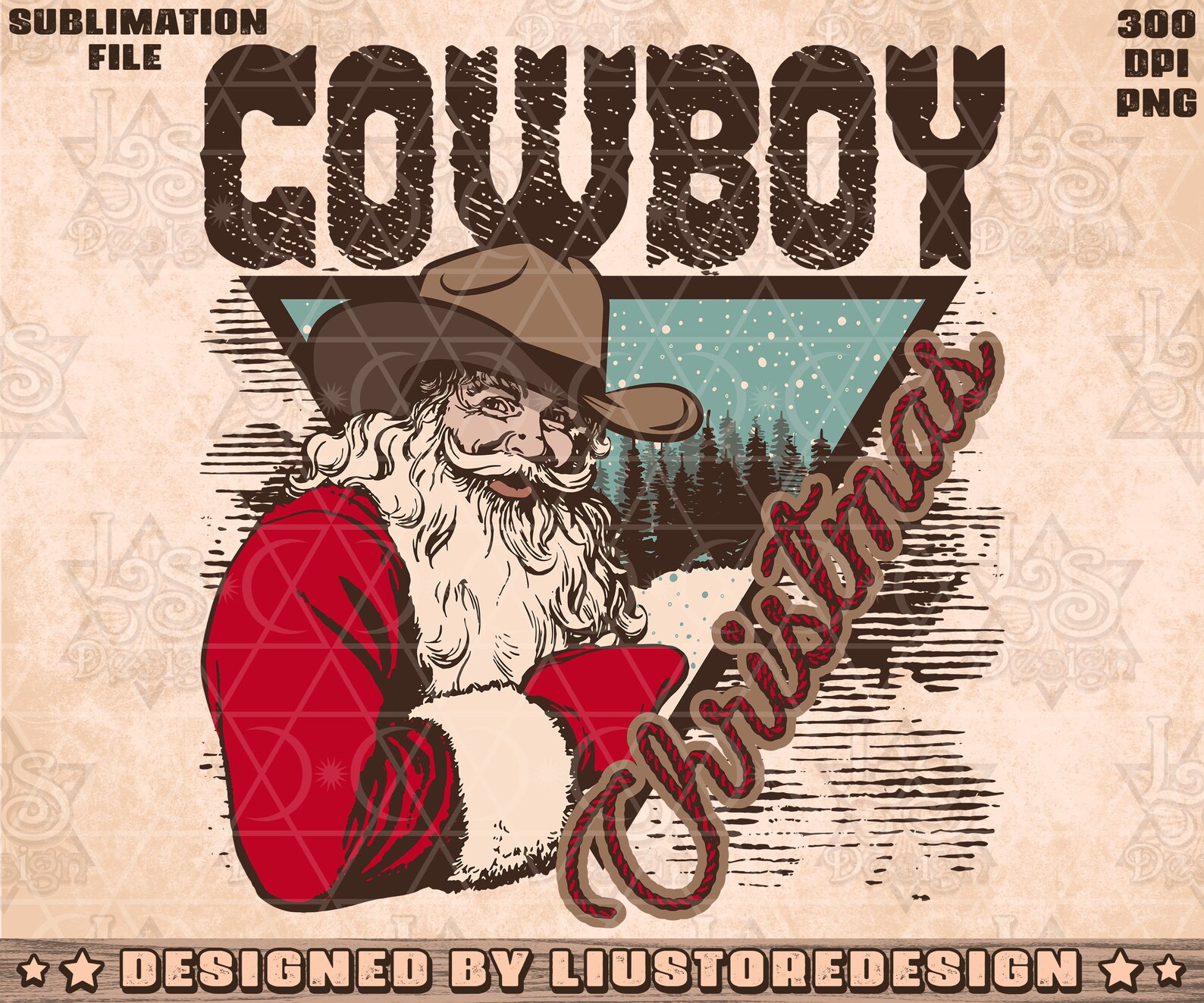 Cowboy Christmas Png Christmas Png Happy Holidays Png Santa Etsy