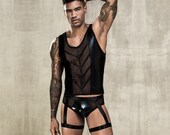 Black Mesh Sexy Men 39 s Body Mesh and Underwear - Underwear and Body Men 39 s Harness Black Mesh - Sexy Black Mesh One Piece Harness for Party