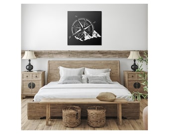 Mountain Compass Metal Wall Art, Metal Mountain Compass Art, Metal Wall Art, Mountain Compass Wall Decor, Mountain Compass Metal Sign