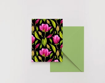 Magnolia greeting card • Folded card • Gift Card  • Floral card • Botanical postcard • A6 card  • Card with envelope • Original design card