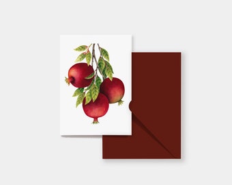 Pomegranate greeting card • Folded card • Gift Card  • Floral card • Botanical postcard • A6 card  • Card with envelope • Original design