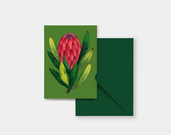 Protea greeting card • Folded card • Gift Card  • Floral card • Botanical postcard • A6 card  • Card with envelope • Original design card