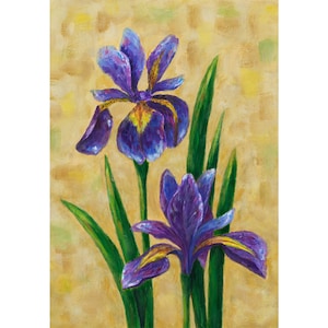 Original Acrylbild • Iris Blumen • Abstrakte Malerei • Fine Art Malerei • Acryl Wandbild • Original Acryl Kunstwerk • Florale Kunst