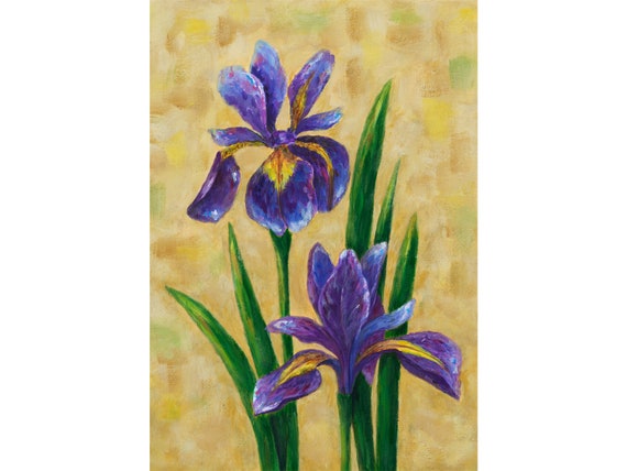 Original Acrylbild • Iris Blumen • Abstrakte Malerei • Fine Art Malerei • Acryl Wandbild • Original Acryl Kunstwerk • Florale Kunst