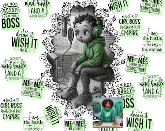 African Hip Hop Betty Boop Inspirational 20 oz tumbler wrap Png