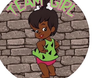 Pebbles or Bamm-Bamm Gender Reveal: Team Girl, Team Boy Button Printable  (PNG & Download)