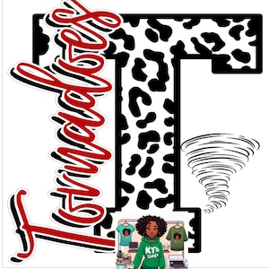 Tornadoes School Mascot Red, Black, And White Leopard T PNG download Only