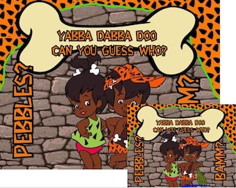 Pebbles and Bamm Gender Reveal Chip Bag or Backdrop (PNG Download)