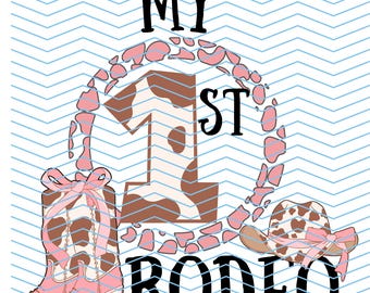 1st Rodeo Birthday Girl PNG: Pink Cow Print (Digital Download Only