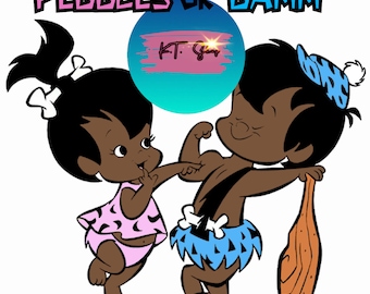 Gender Reveal Pebbles and Bamm Bamm Pink & Blue PNG Download Only