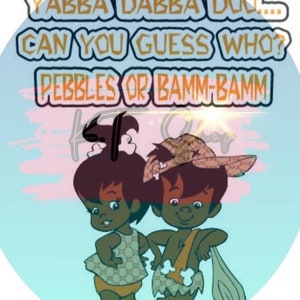 Pebbles or Bamm-Bamm Gender Reveal PNG Download