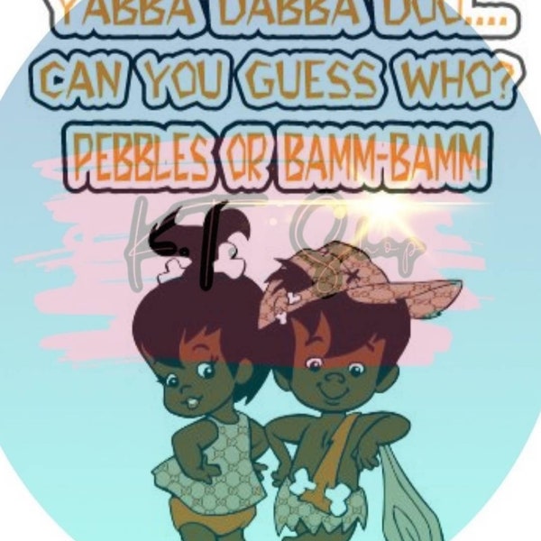 Gender Reveal PNG Download- Pebbles Or Bamm Bamm Brown - Yabba Dabba Doo Can You Guess Who?