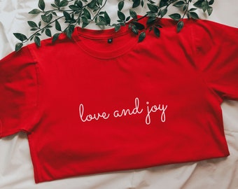 love and joy printed cotton t-shirt