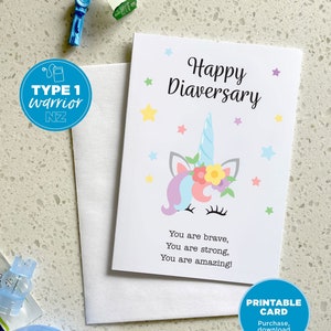 Type 1 Diabetes | Unicorn Happy Diaversary | T1D blank card | Type One Diaversary