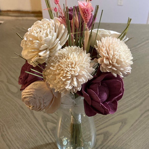 Wood Flower Arrangement, Sola Wood Flowers, Floral Centerpiece, Wood Flowers