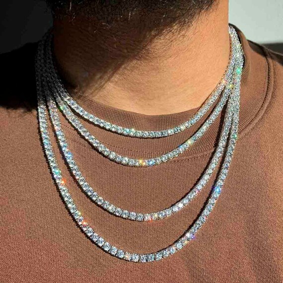 4MM Iced Out Tennis Chain Necklace Men 