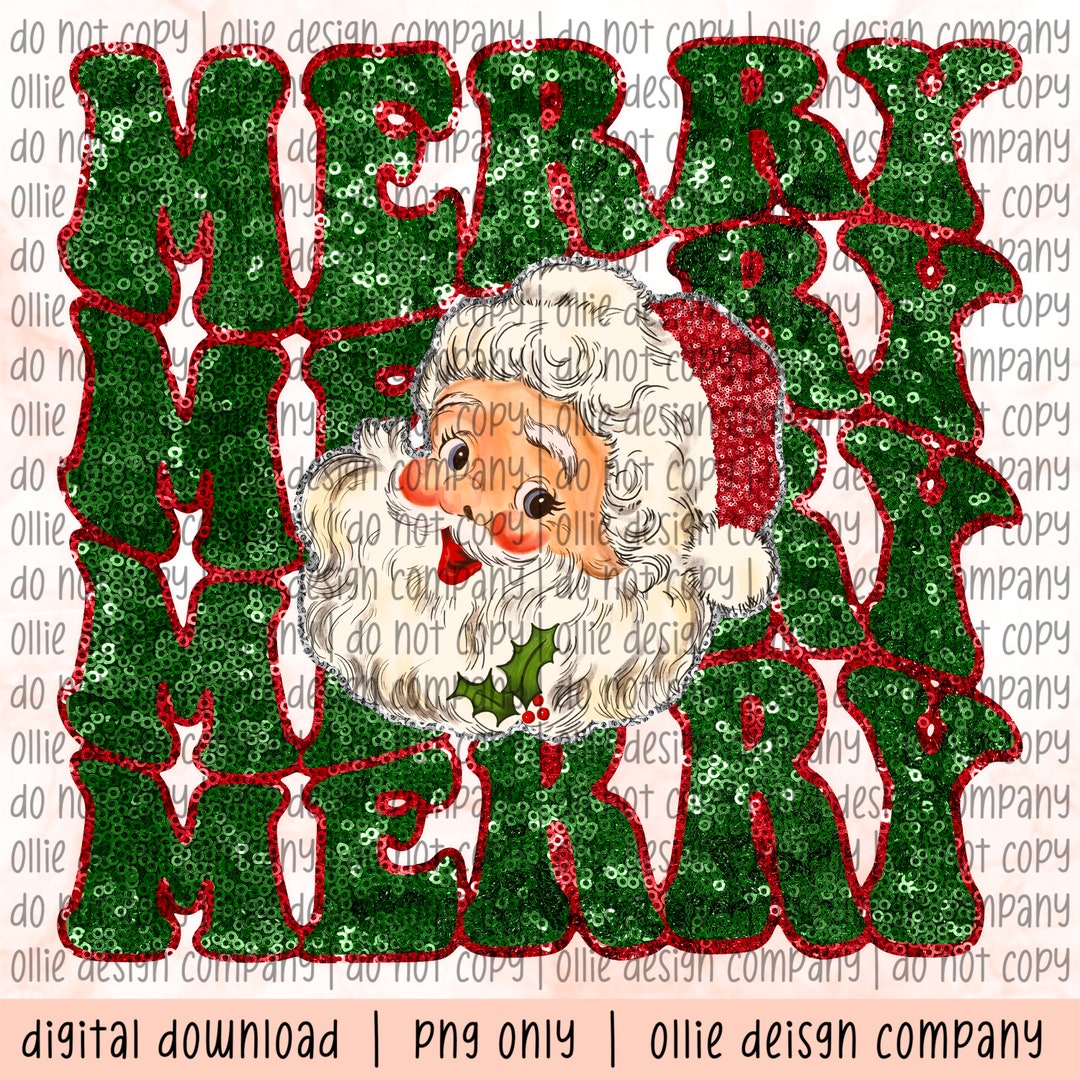Merry Faux Sequins Santa Retro Popular Wavy Christmas Holiday merry-faux-sequins-santa-retro-popular-wavy-christmas-holiday