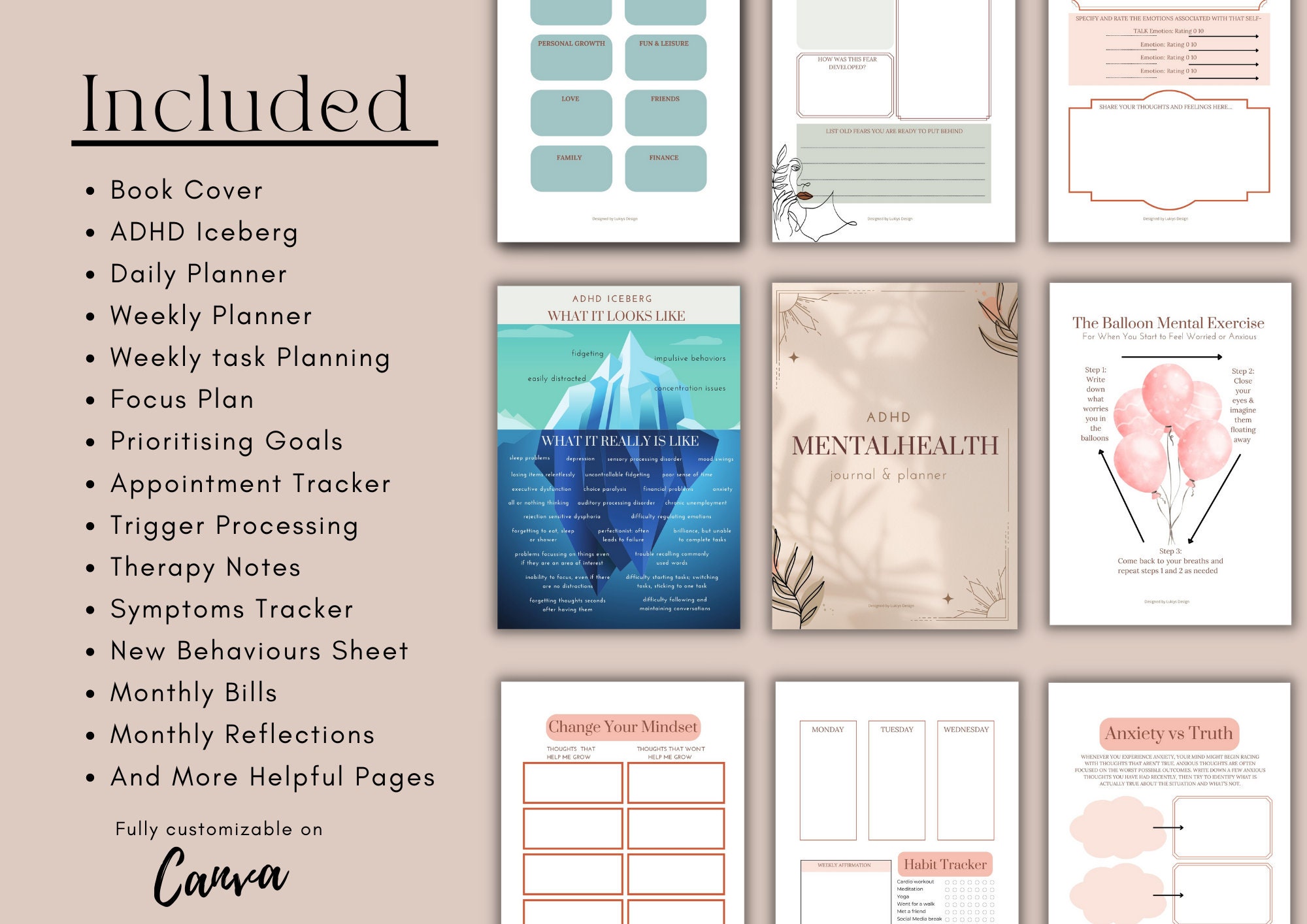ADHD and CBT Workbook Bundle | Mental Health Management | Comprehensive ...