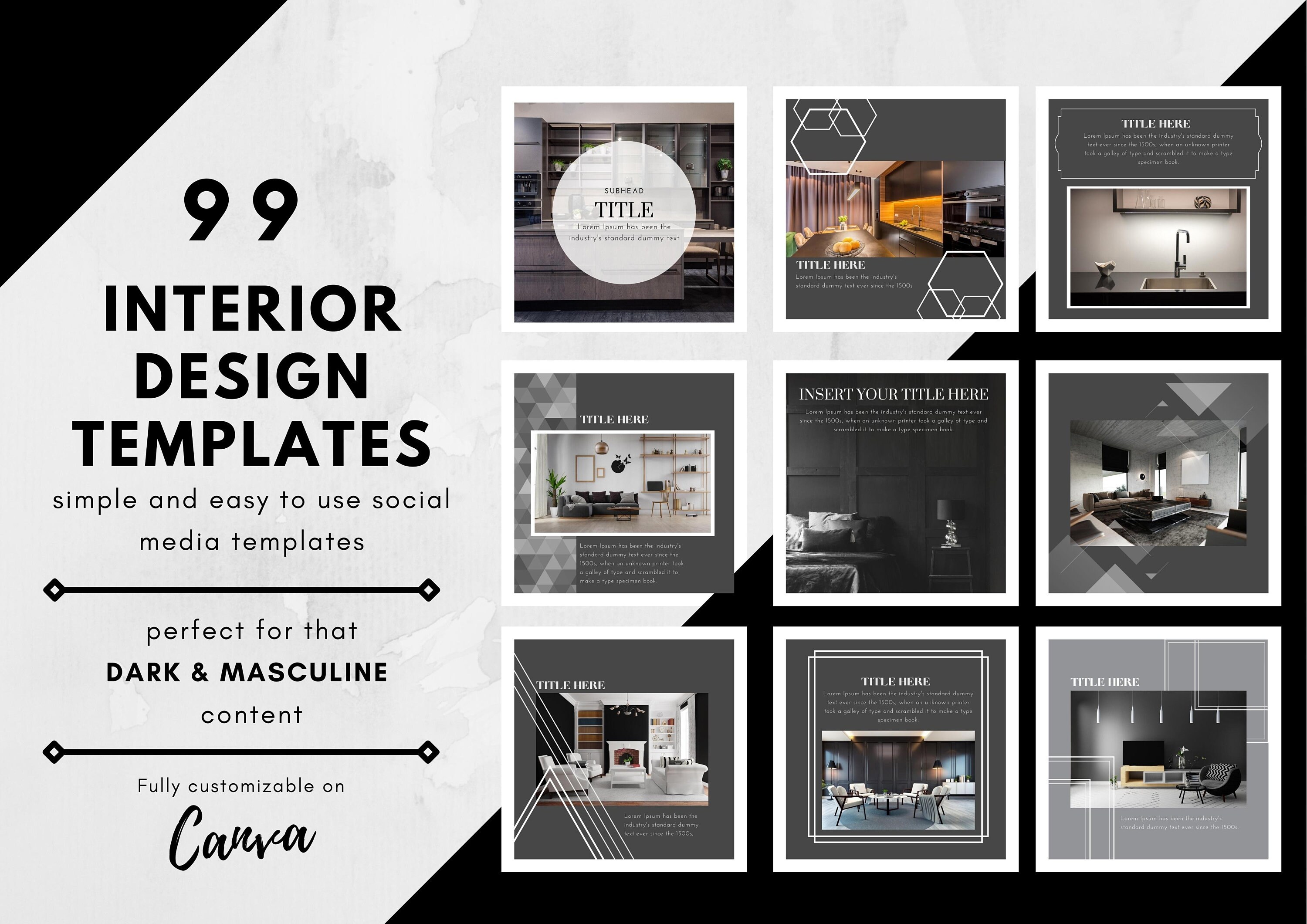 Instagram Post Templates, Interior Design, Canva, Social Media ...