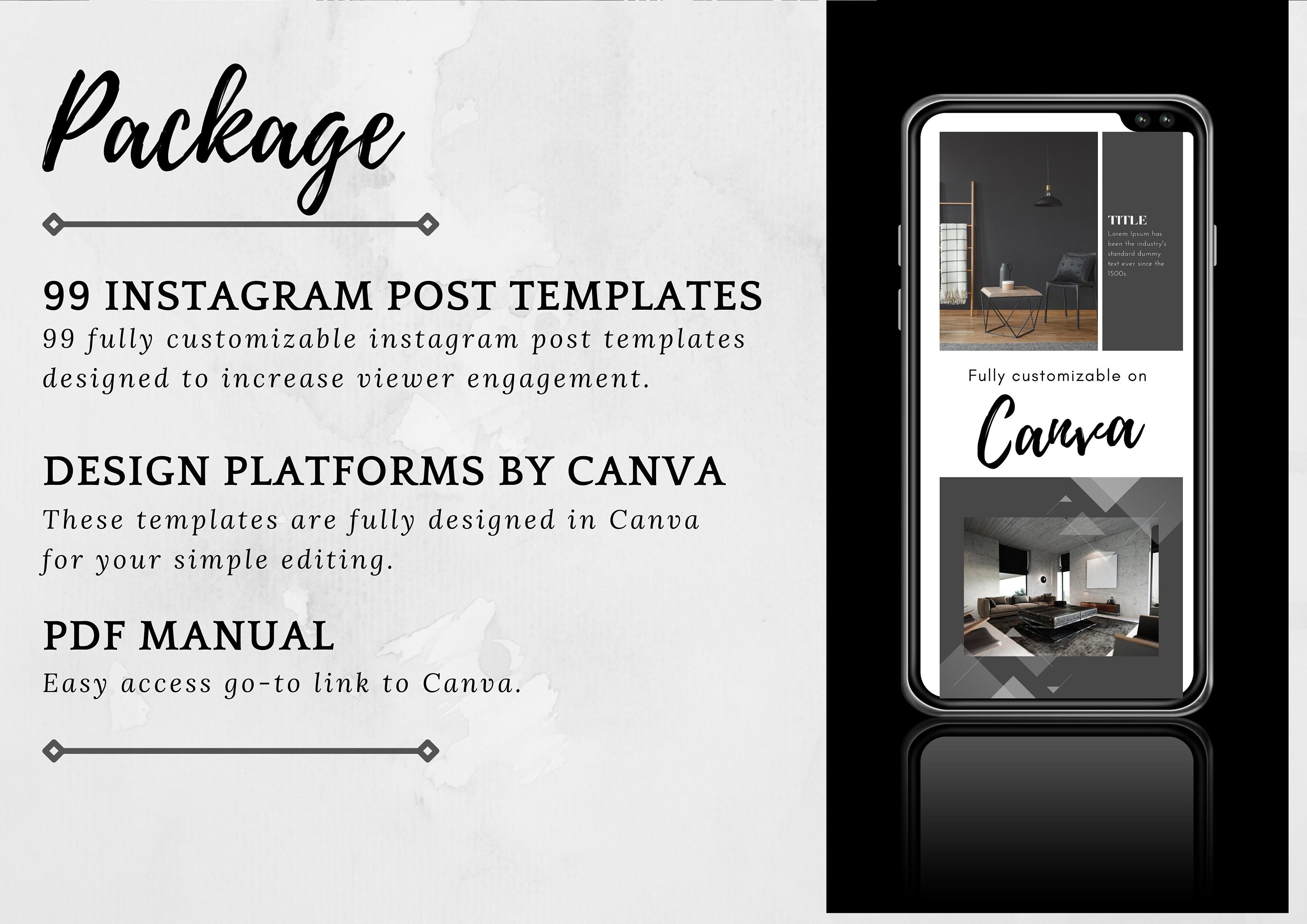 Instagram Post Templates Interior Design Canva Social - Etsy