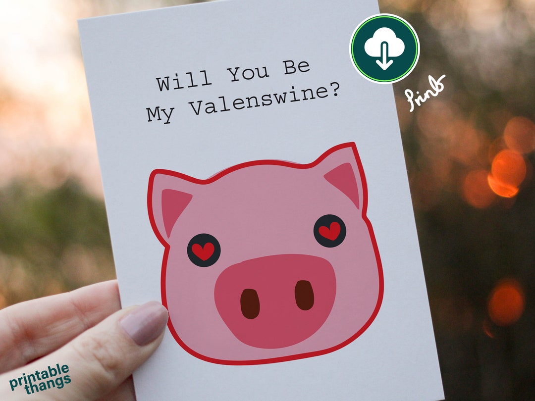 Valentines Day Card | Pig | Printable | PDF | JPG - Etsy