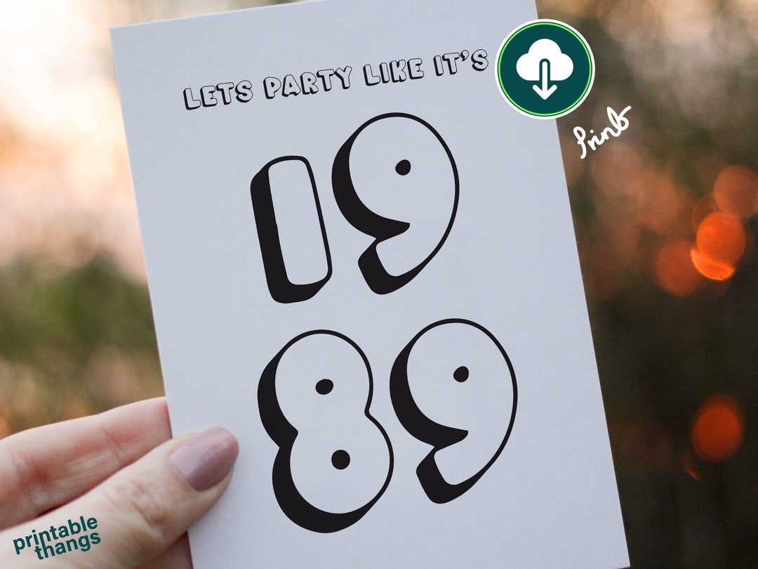 1989 | Birthday Card | Printable | PDF | JPG | - Etsy