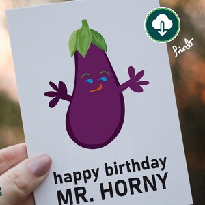 Aubergine | Excitée | Anniversaire | de voeux | Imprimable | PDF | JPG