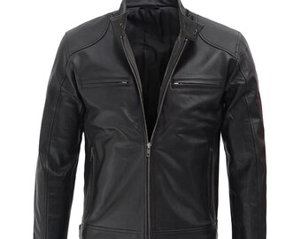 Vintage Sally & John Soft Black Leather Motorcycle Zip up Leather