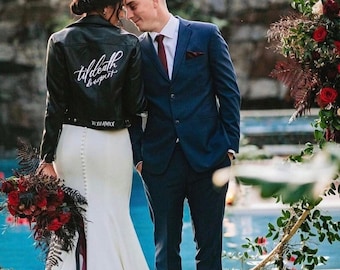 Custom Bridal Leather Jacket for Wedding, Mrs Personalized Leather Jacket, Custom Genuine Leather Jacket, Wedding Gift for Bride, Bridesmaid