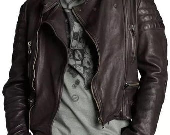 プレミアムメンズブラック本革キルティングファッションジャケット