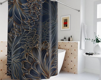 Beautiful Blue Floral Washable Shower Curtain | Bathroom | Home Décor |  Great Gift