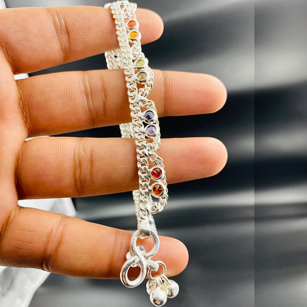 Silver Bell Anklet for Women, Indian Traditional Silver Ankle Bracelet