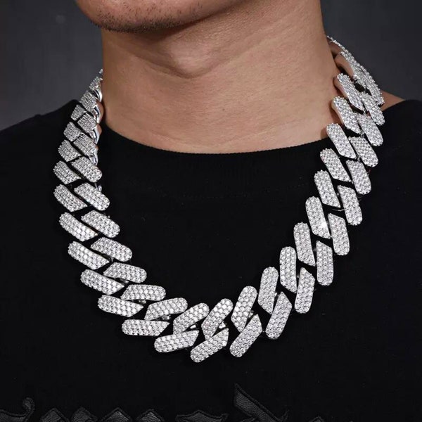 Heavy 30MM Cuban Link Chain and Bracelet, Iced Out Miami Cuban, Hip Hop Bling Rapper Chain, Cubic Zircon Cuban Necklace, Prong Link Chain