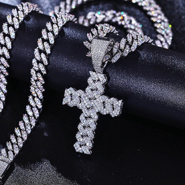 thumbnail image 2 of 925 Sterling Silver Rhodium Finish Ball Moon Chain Necklace – Hip Hop Diamond Cut 2 of 4