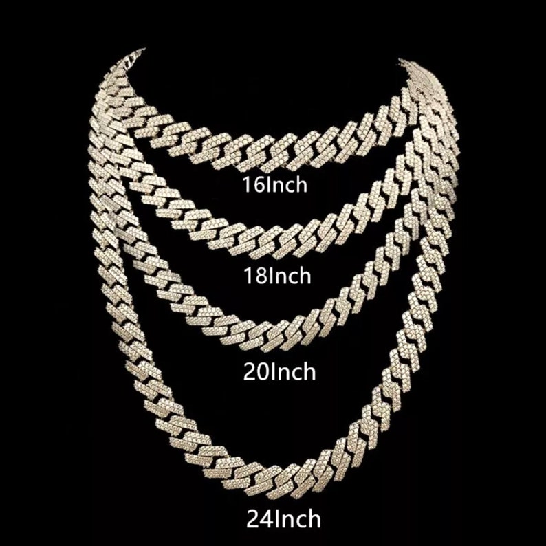 Black Zircon Cuban Link Chain, Miami Chain, Prong Iced Out Chain, Hip Hop Chain, Choker Cuban