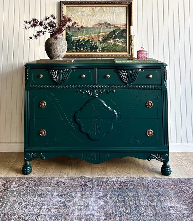 Vintage Emerald Green Dresser - Etsy