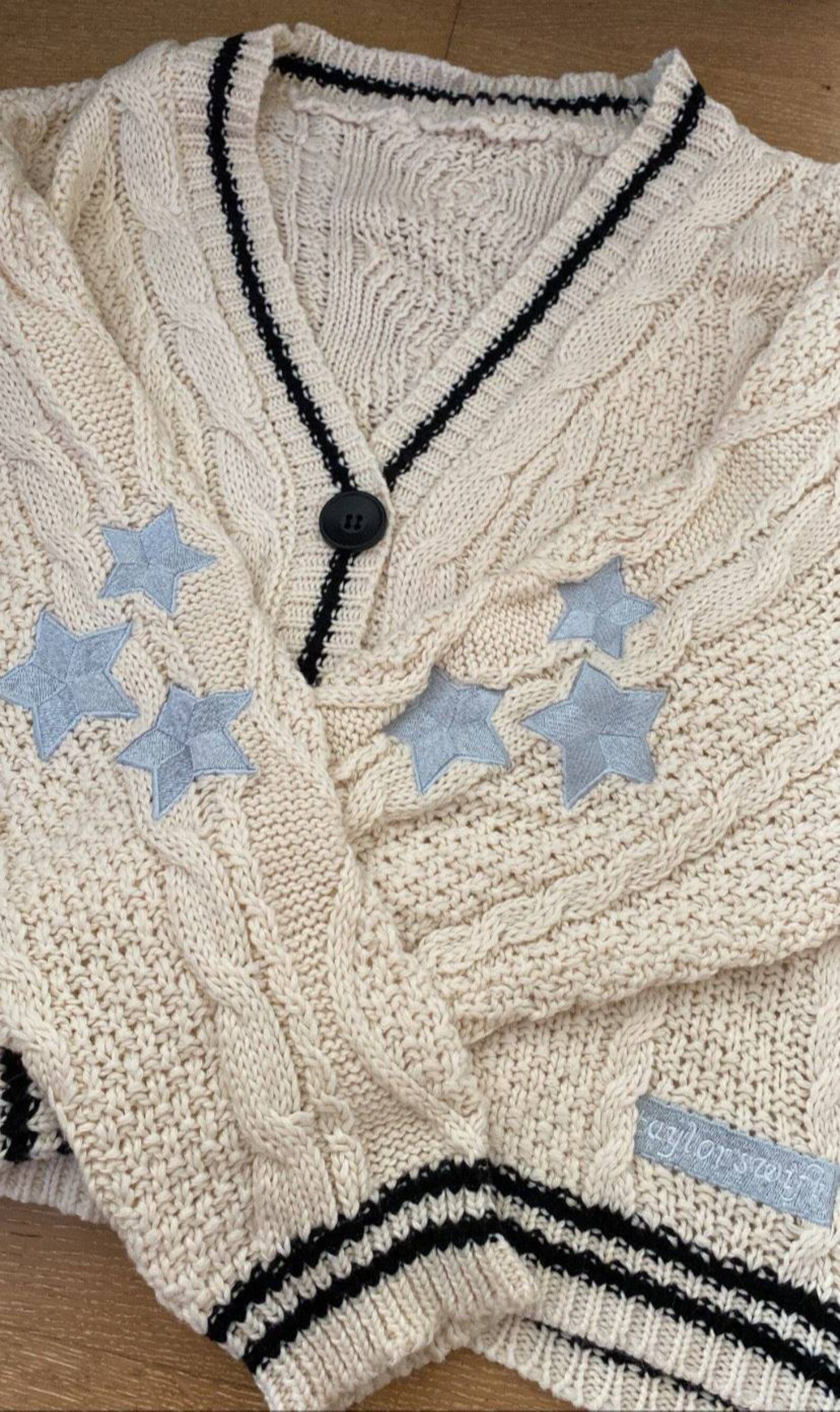 Star Embroidered Folklore Cardigan Holiday Cardigan Etsy Canada