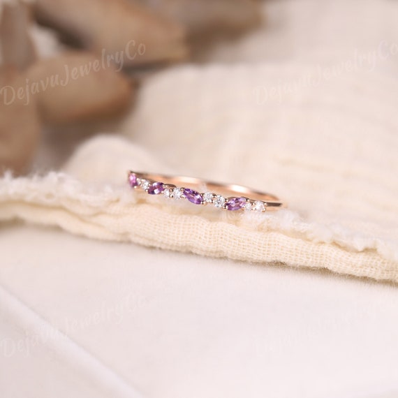 Crushed Ice Oval Moissanite Eternity Ring Moissanite Gold Crystal Eternity Band - Women Jewelry display picture 1