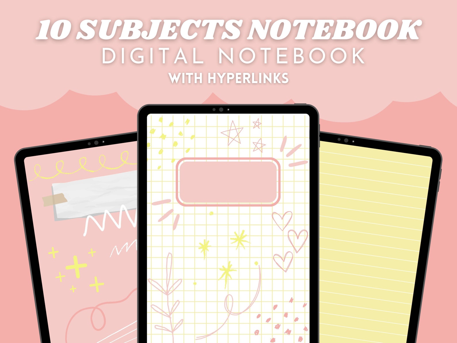 10 Subject Vertical Digital Notebook With Hyperlinks for Goodnotes ...