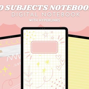 10 Subject Vertical Digital Notebook With Hyperlinks for Goodnotes ...