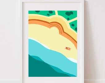 Retro Sydney Beach Art Print | Retro Australian Coastal Wall Art | Sydney Gift | A4 A3 A2+ Digital Download