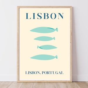 Lisbon Portugal Print | DIGITAL DOWNLOAD | PRINTABLE Wall Art | Abstract Travel Poster | Retro Vintage Print | Beach Coastal Decor