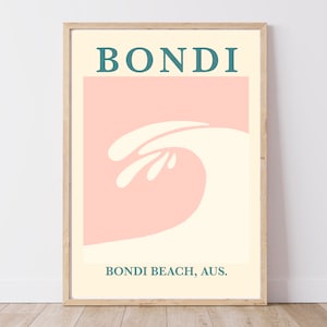 Bondi Beach Print Pink | TÉLÉCHARGEMENT NUMÉRIQUE | | d’art mural imprimable Affiche de voyage abstraite | | d’impression vintage rétro Décoration côtière de plage