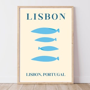 Lisbon Portugal Print | DIGITAL DOWNLOAD | PRINTABLE Wall Art | Abstract Travel Poster | Retro Vintage Print | Beach Coastal Decor