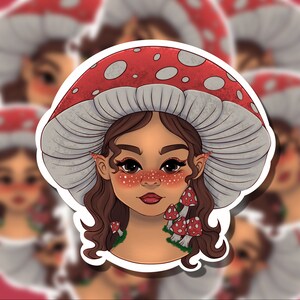 Mushroom Sticker, Water Bottle Stickers, Pretty Stickers, Mushroom Girl, Cottagecore Sticker
