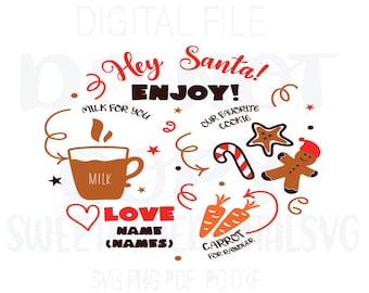 親愛なるサンタ プレート SVG、クリスマス SVG、サンタ トレイ SVG、サンタ クッキー SVG、クリカット カット ファイル。インスタント デジタル ダウンロード。SVG PNG PDF JPG DXF