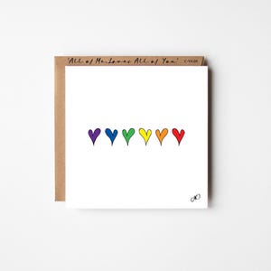 Love Card:5 Hearts in Gay Pride Colours,Perfect for Valentine's Day and LGBTQ+ Celebrations, Valentines Card in Rainbow Colours