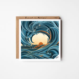 Surf card,Waves Sea card, All occasions greeting card, sun and sea card,ocean card,waves art card,beach card,coastal card,Father’s Day Card
