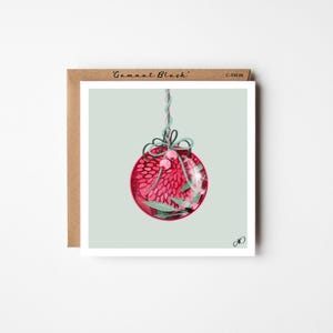 Australian Christmas Card, Xmas Baubles, Gumleaves, Gumnuts, Australian Native Flowers, Minimal Simple card, xmas card, Eucalyptus tree